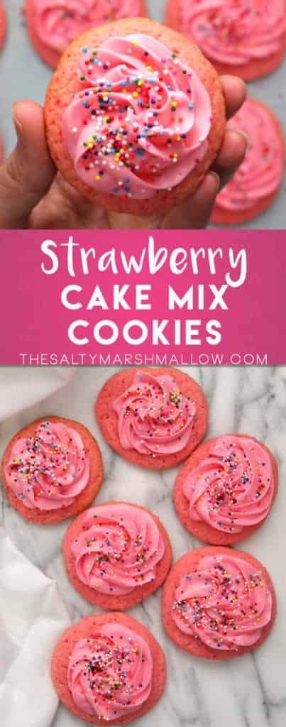 Strawberry Cake Mix Cookies - The Salty Marshmallow