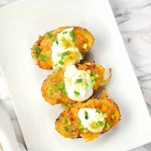 twice baked potatoes with salsa verde and chicken