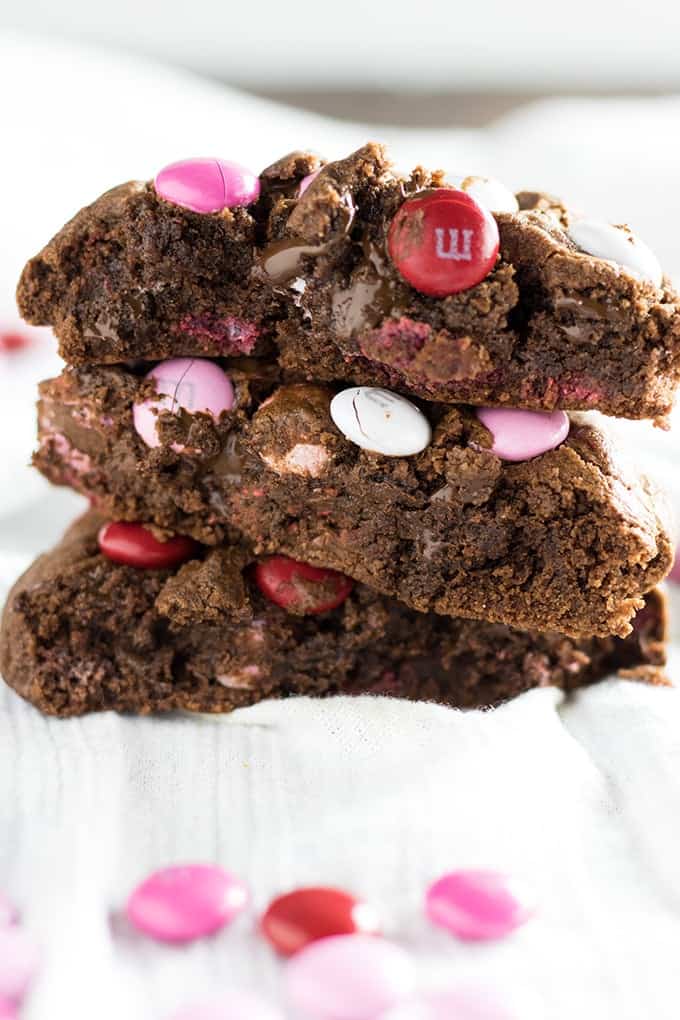 Giant Valentine's Day M&M Cookies