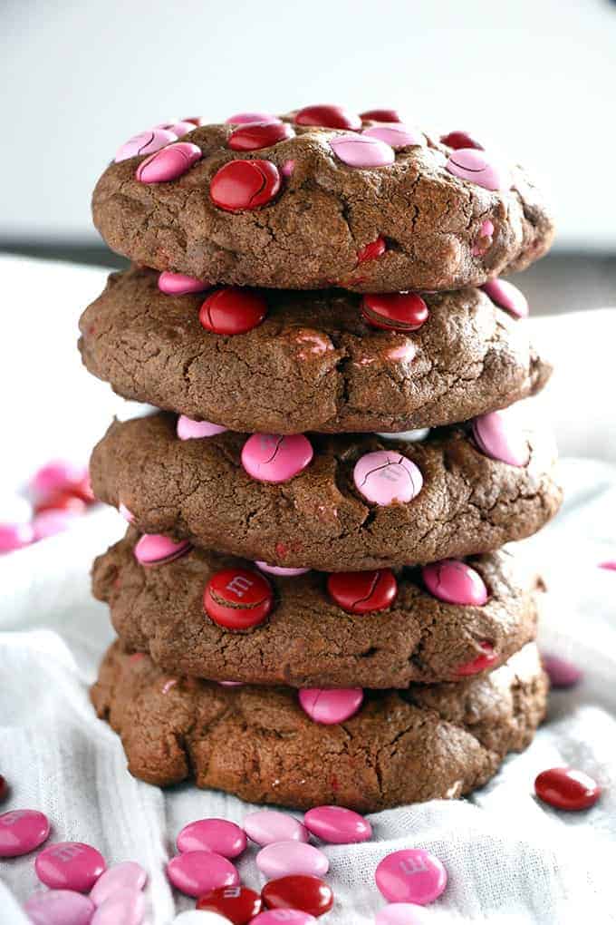 Big Chocolate M&M Valentine's Day Cookies - The Salty ...