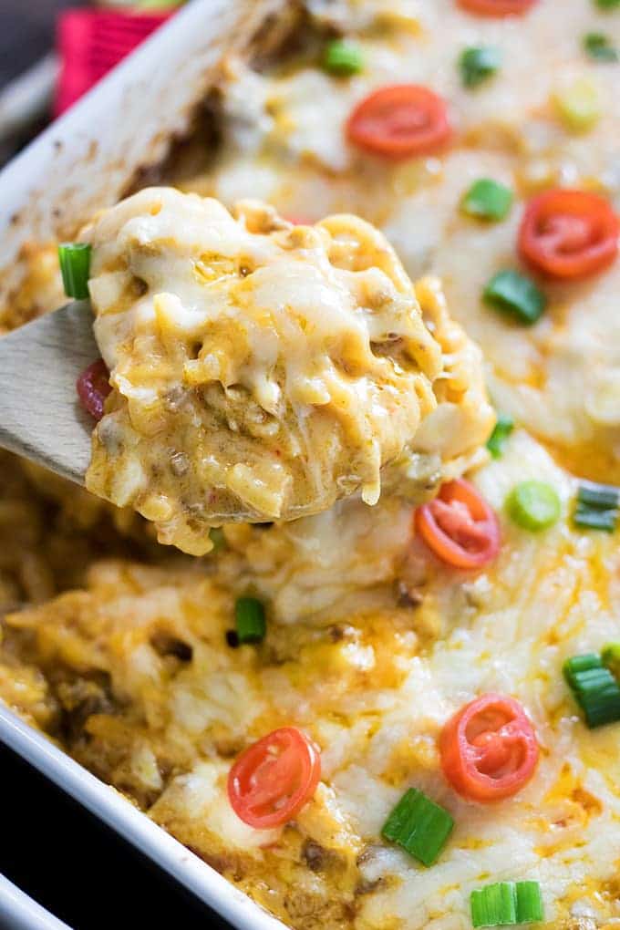 Cheesy Taco Hash Brown Casserole - The Salty Marshmallow