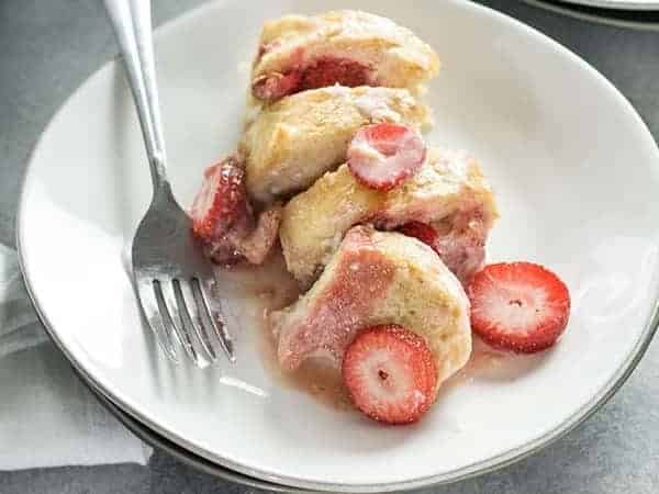 easy overnight french toast with strawberries and cream cheese