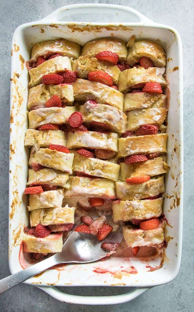 overnight french toast with lemon and strawberry
