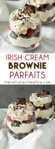 brownie parfaits with irish cream whipped cream