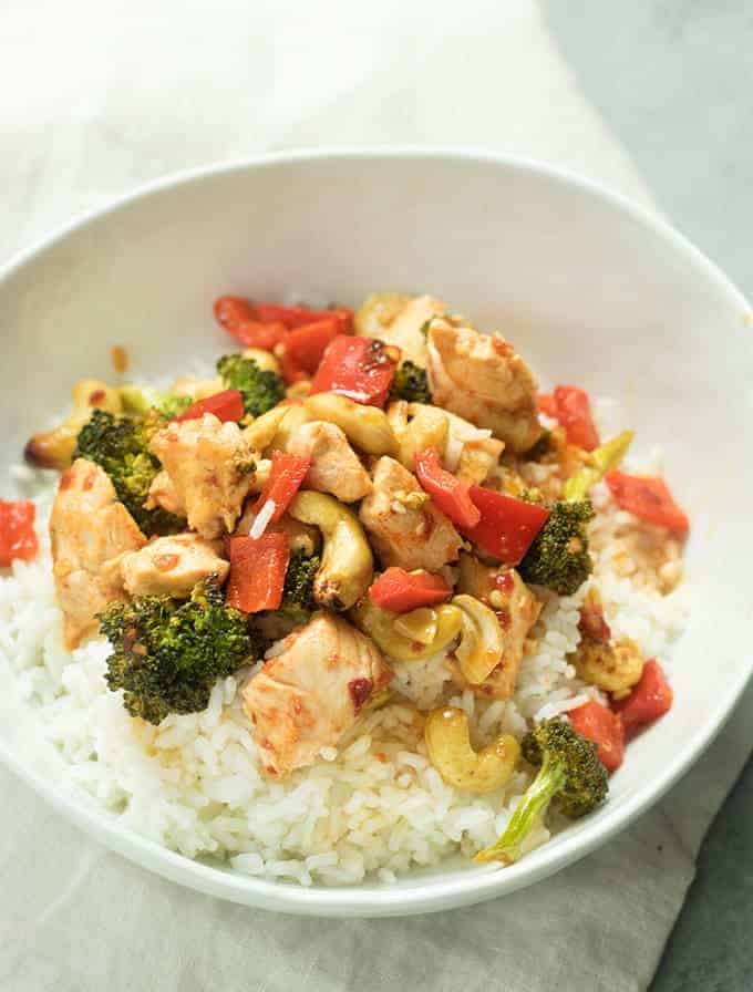 sheet pan cashew chicken