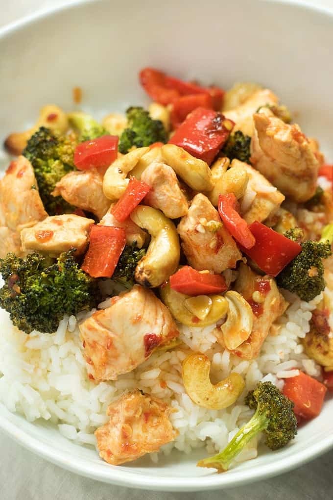 sheet pan cashew chicken