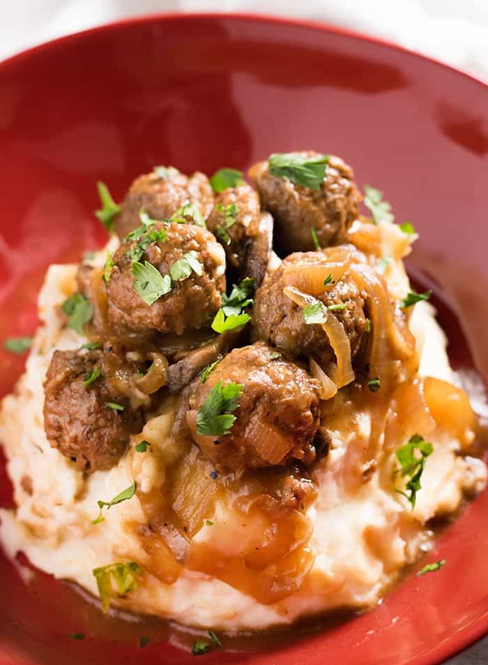 Slow Cooker Meatballs and Gravy - The Salty Marshmallow