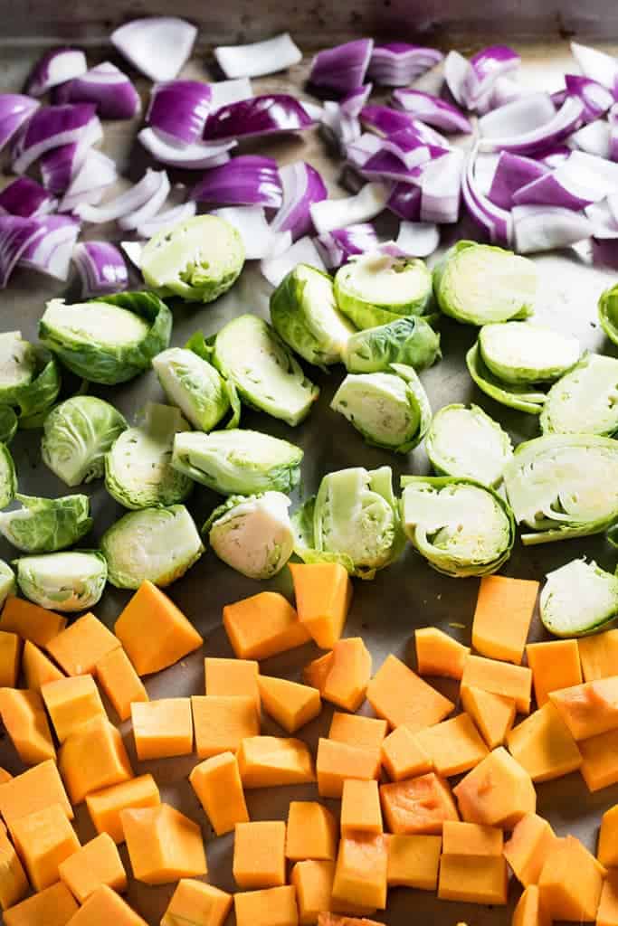 Roasted Butternut Squash and Brussel Sprouts