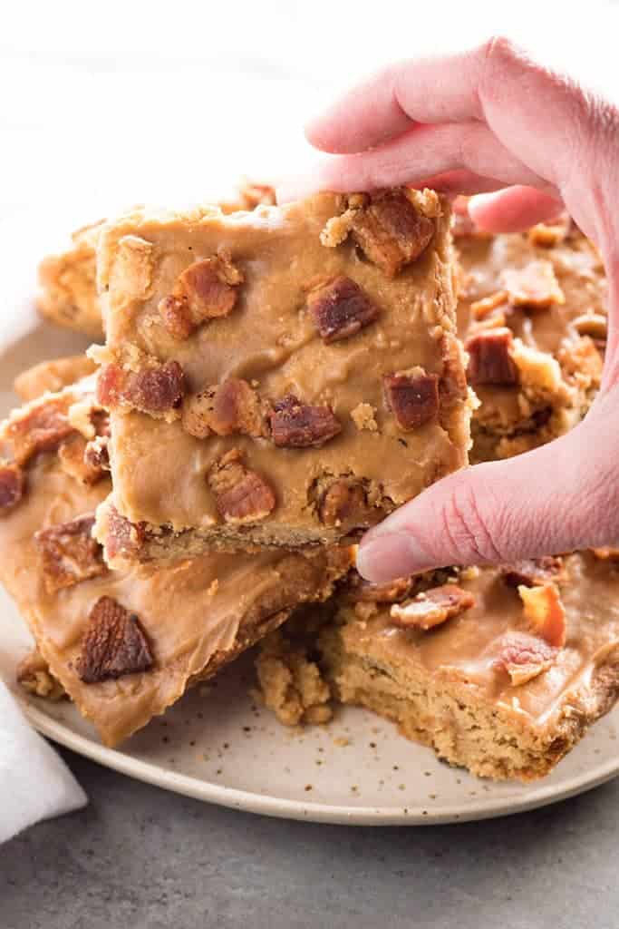 Peanut Butter Blondies with Maple and Bacon