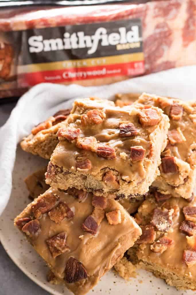 Maple Peanut Butter and Bacon Blondies