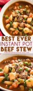Best Ever Instant Pot Beef Stew - This mouthwatering and easy to make Instant Pot Beef Stew is sure to become one of your favorite ever Instant Pot recipes!  Tender beef is simmered in a super flavorful and hearty broth that's packed with veggies!