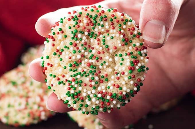 Soft Batch Christmas Sprinkle Cookies - The Salty Marshmallow