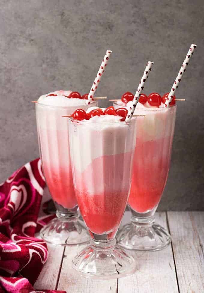 Cherry Vanilla ice cream float cocktails 