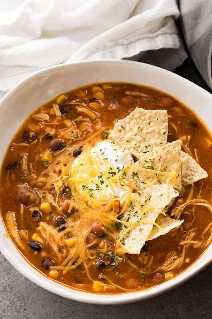 Crockpot Chicken Taco Soup - Mostly Homemade Mom