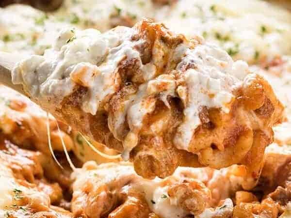 One pot lasagna with macaroni and cottage cheese