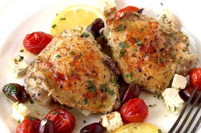 Greek Lemon Oven Roasted Chicken Thighs - The Salty Marshmallow