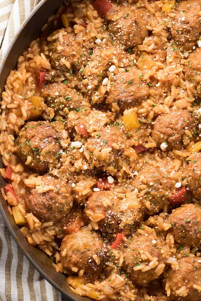 meatballs and rice
