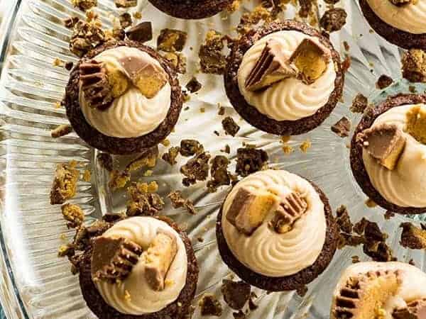 peanut butter brownie cups are easy to make with boxed brownie mix