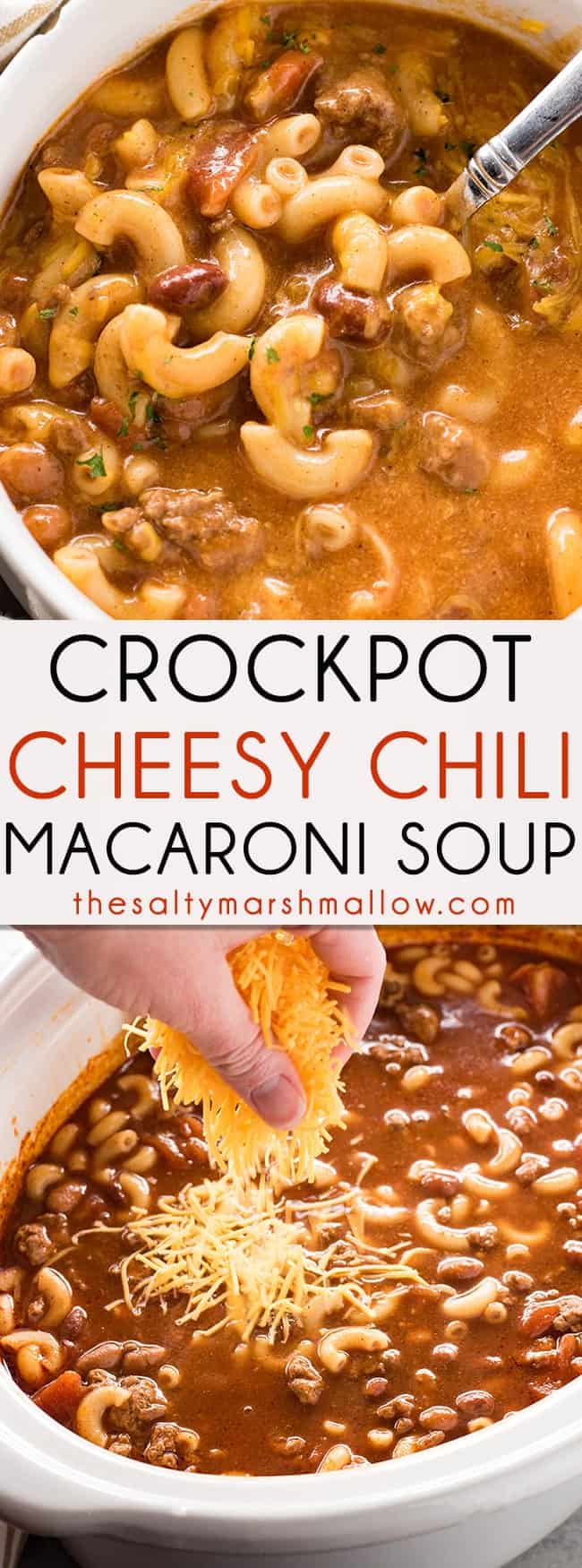 Cheesy Chili Macaroni Soup - The Salty Marshmallow