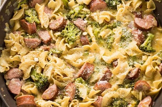 Cheesy Smoked Sausage One Pot Pasta The Salty Marshmallow