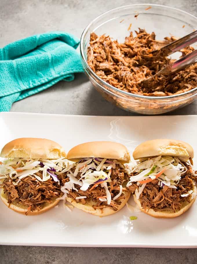 easy pulled pork recipe made with pork loin in the instant pot