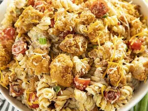popcorn chicken ranch pasta salad