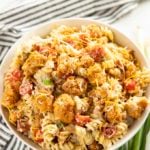 pasta salad with crispy chicken bacon and ranch