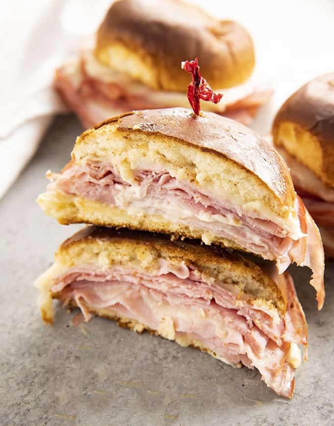 ham and cheese sandwiches cut in half
