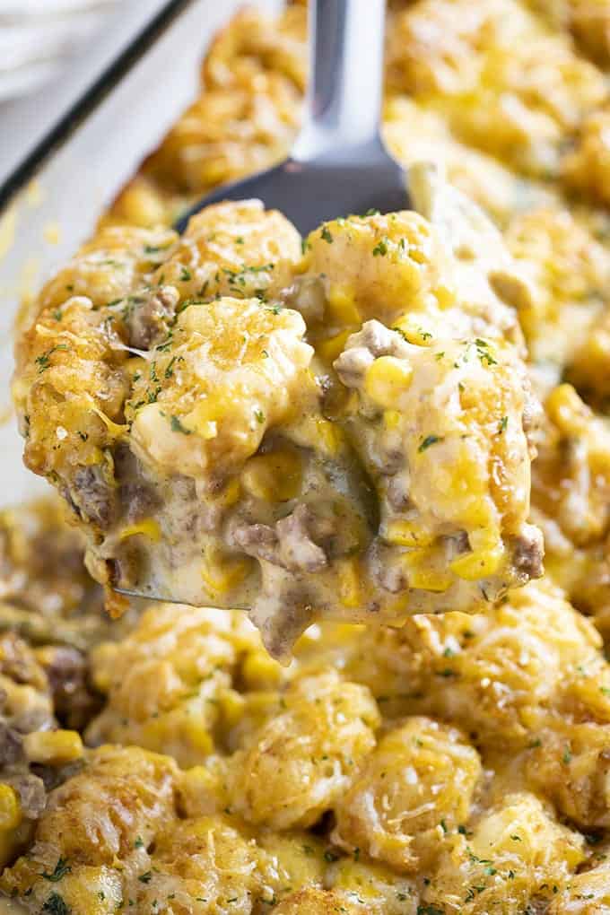 easy tater tot casserole with green beans