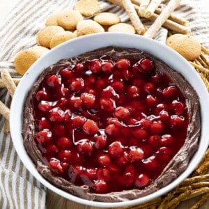 chocolate dip with cherry pie filling