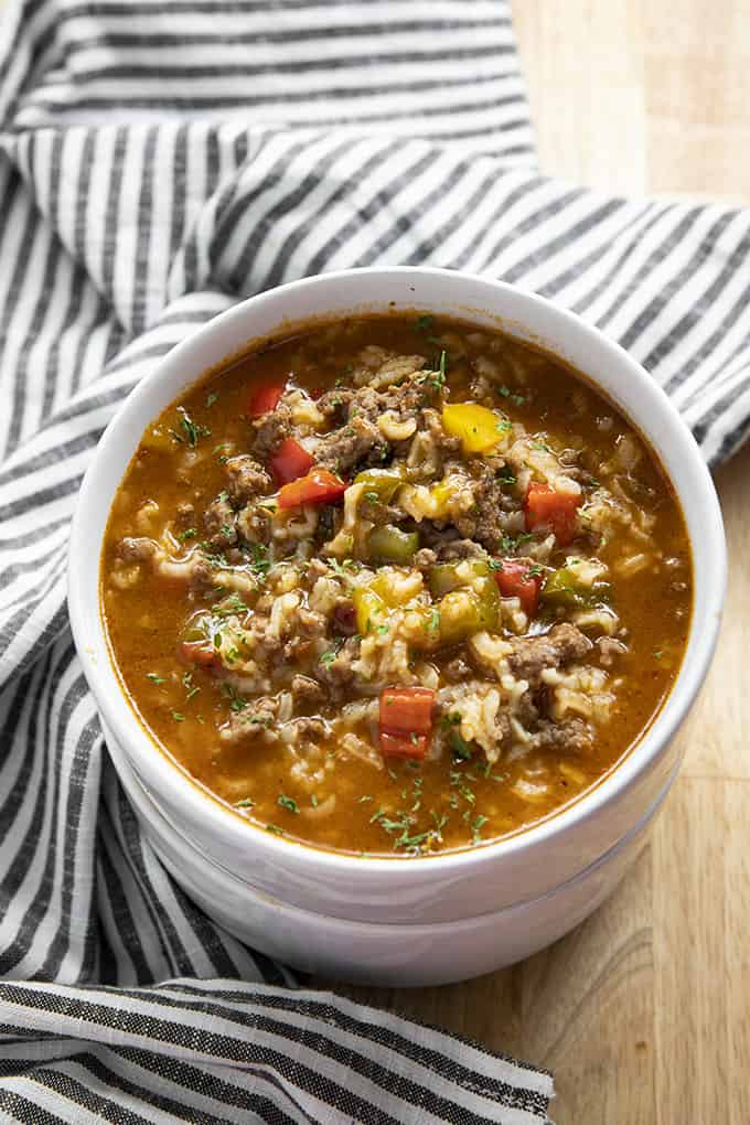 easy stuffed pepper soup made in the instant pot