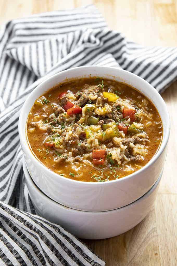 stuffed pepper soup made in the instant pot