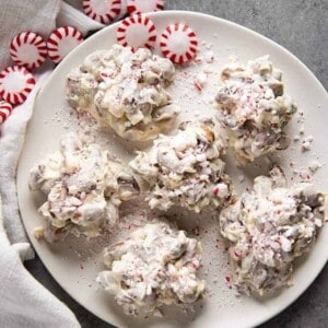 almond clusters with white chocolate and peppermint