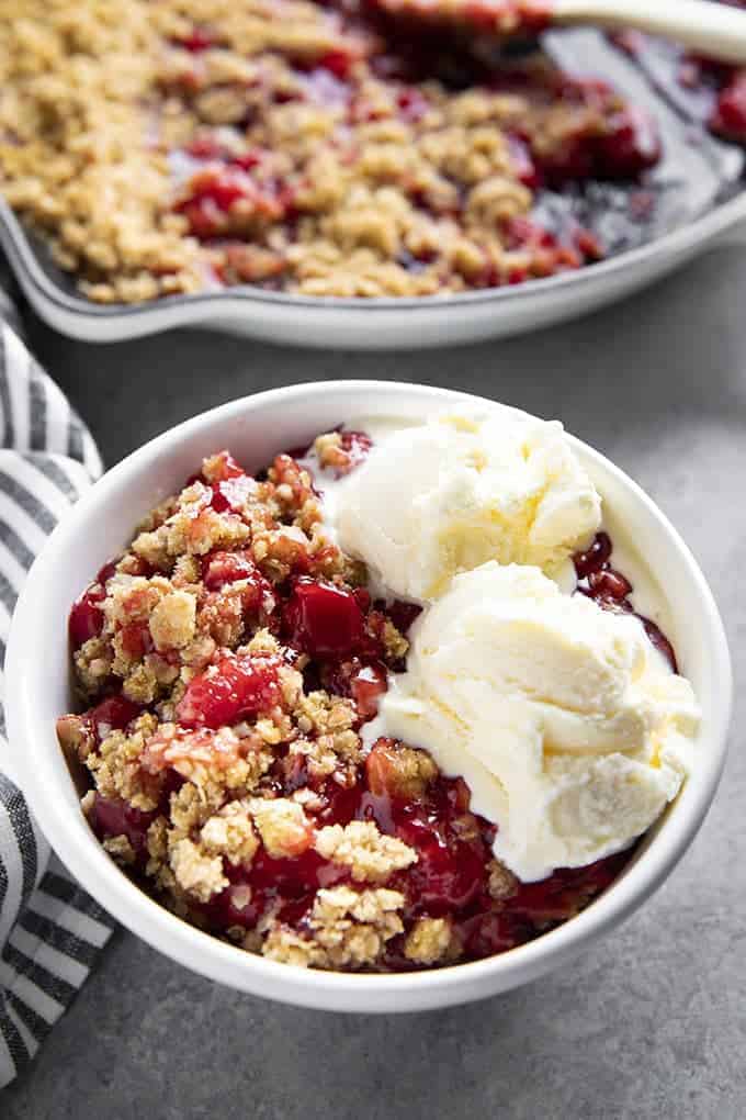 cherry crisp with ice cream