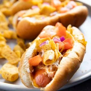 chili dogs on a plate