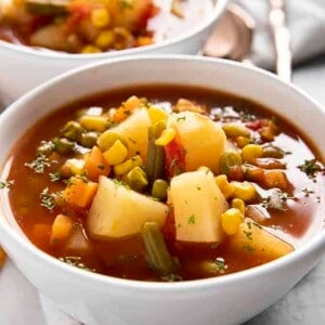 close up vegetable soup