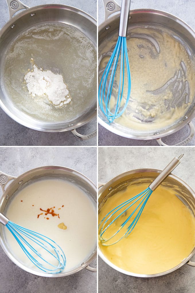steps showing how to make cheese sauce