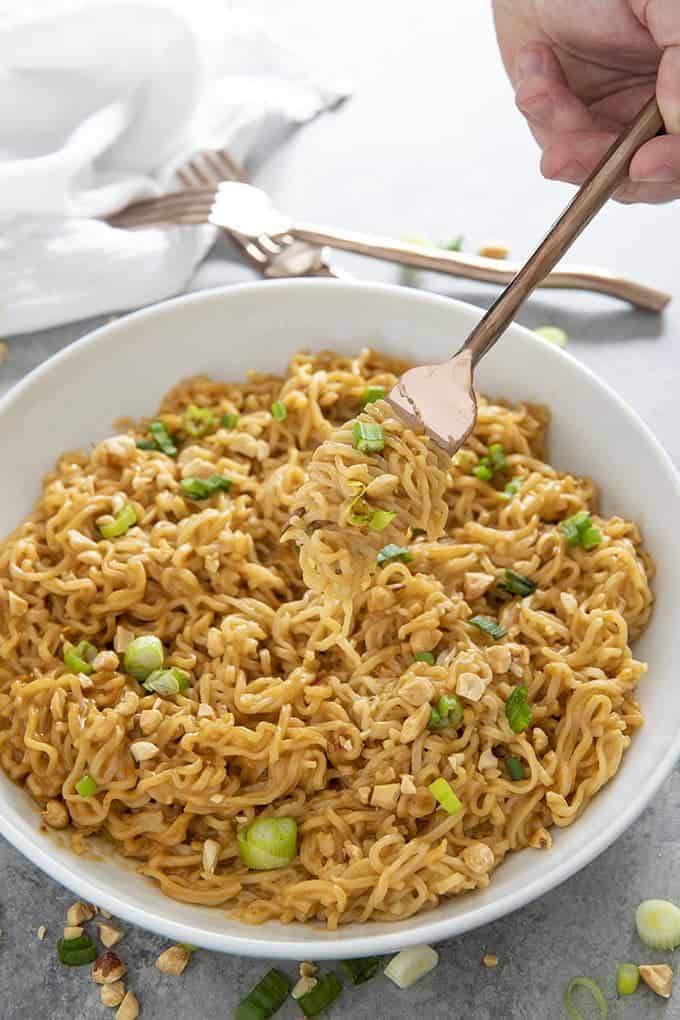 ramen noodles with fork