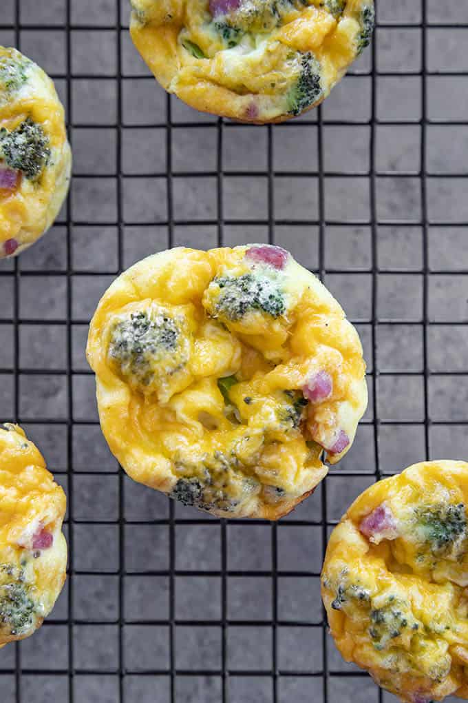 egg muffin with ham cheese and broccoli