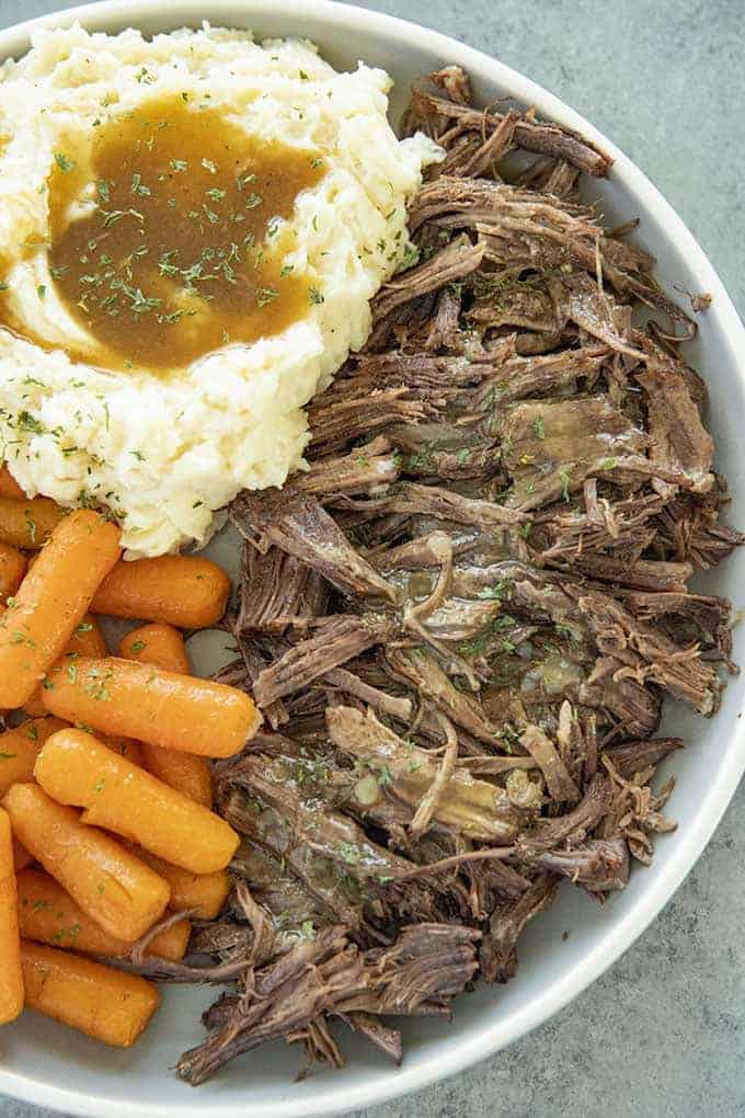 instant pot pot roast on a plate