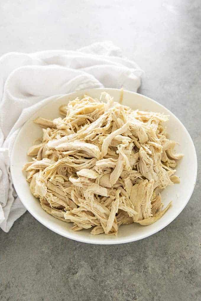 shredded chicken from instant pot in a bowl