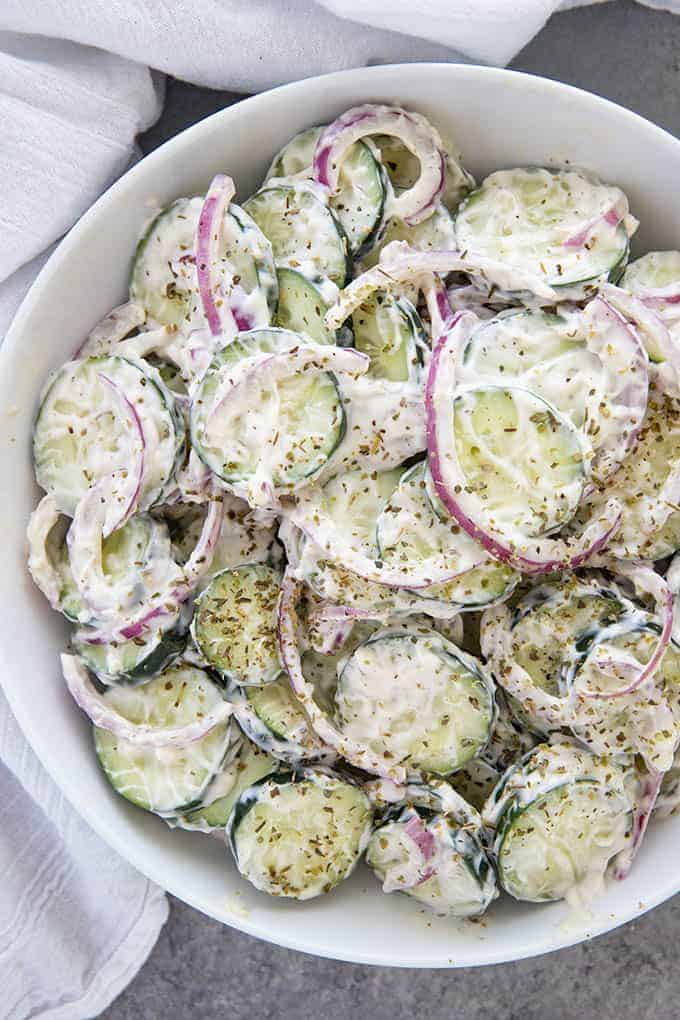 Creamy Italian Cucumber Salad - The Salty Marshmallow