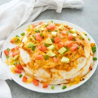 enchilada pie on a plate