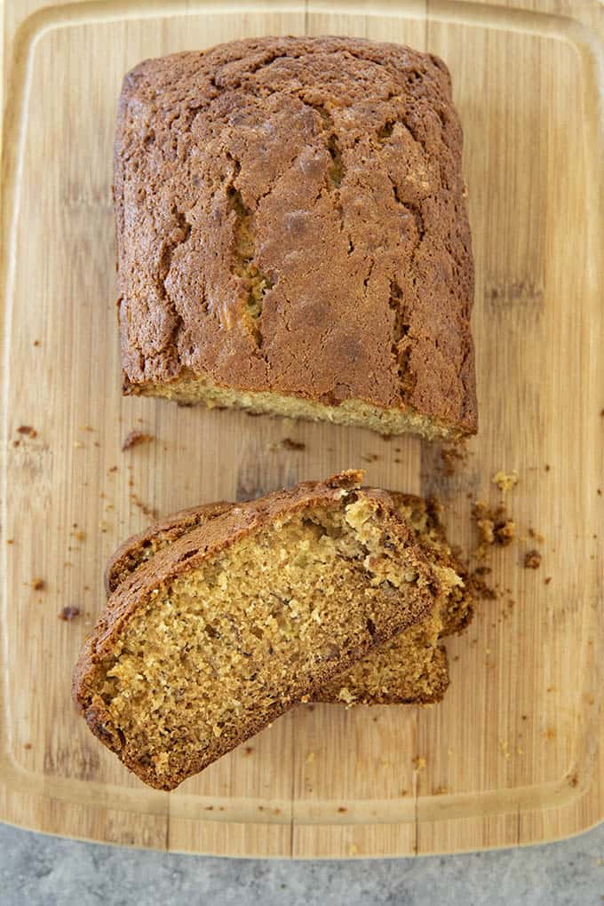 banana zucchini bread on cutting board