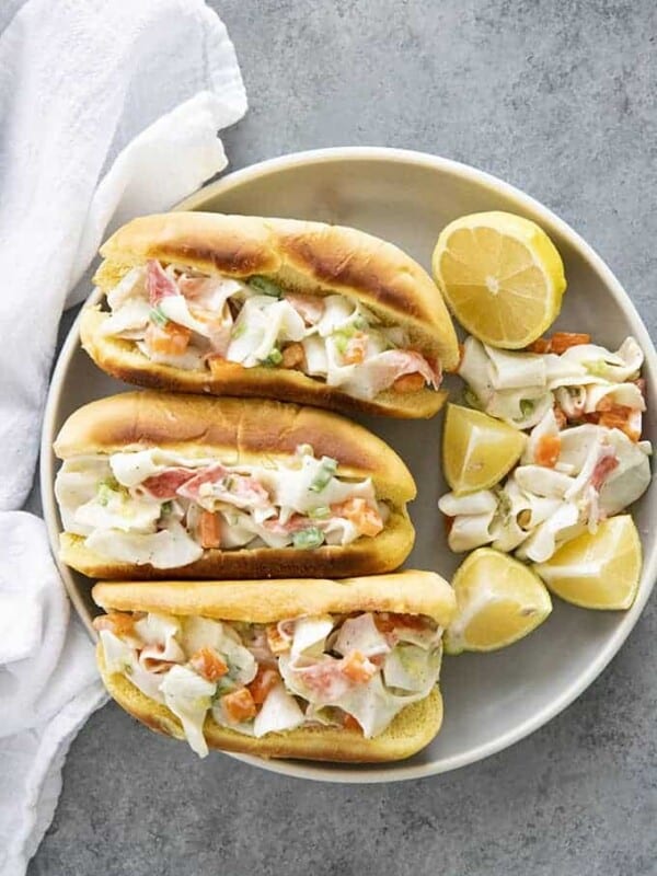 crab salad sandwiches on a plate