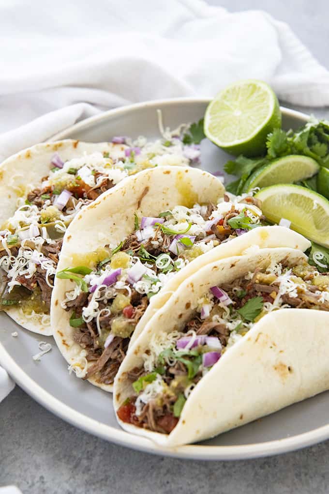 machaca tacos on plate