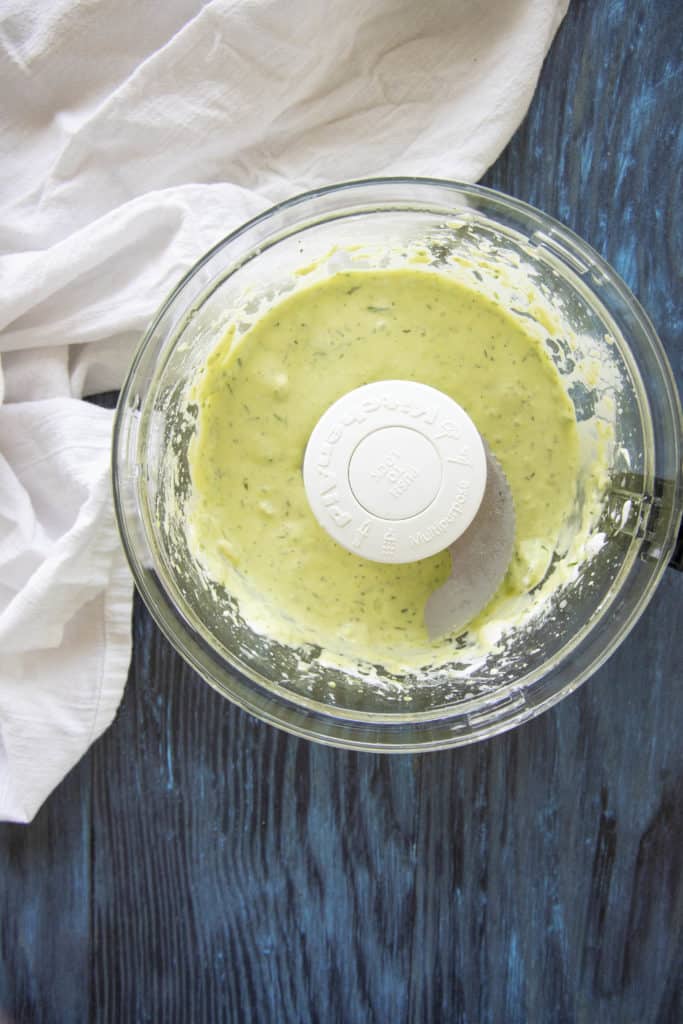 creamy avocado dressing in food processor