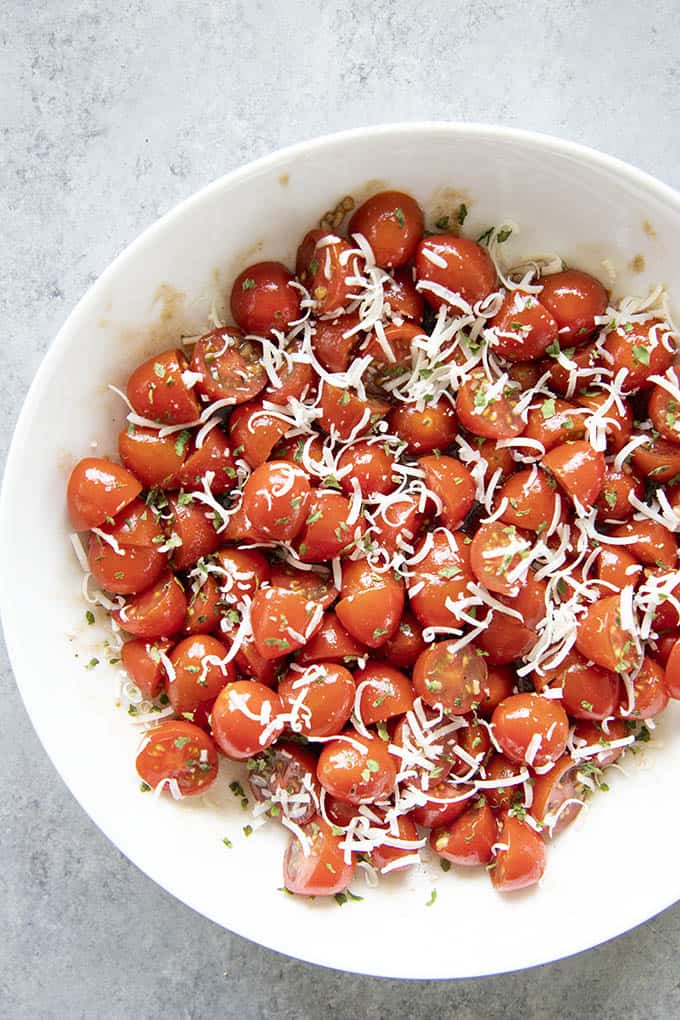 salad of cherry tomatoes in a bowl