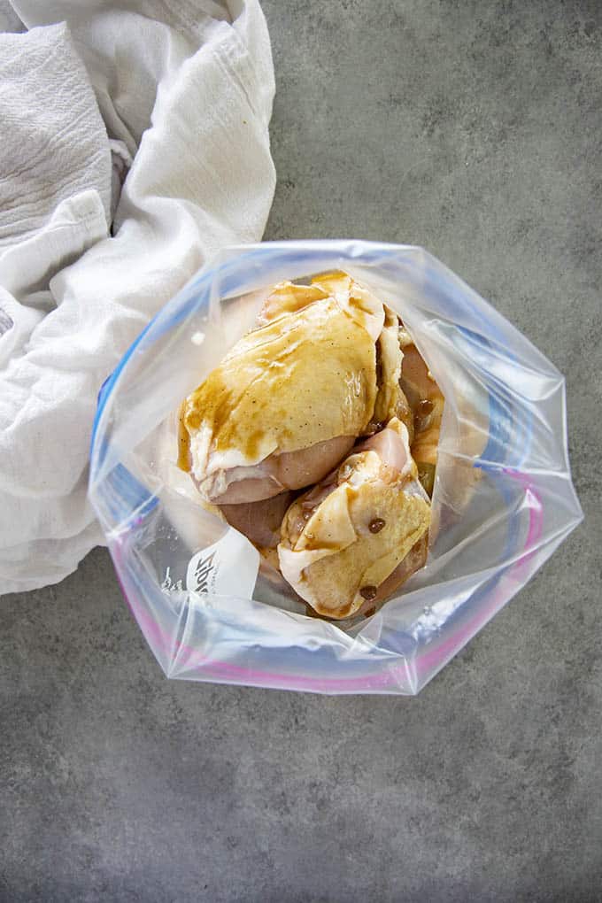 chicken thighs in a bag with marinade