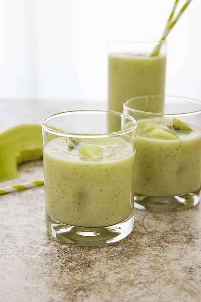 melon smoothie with kiwi in glass